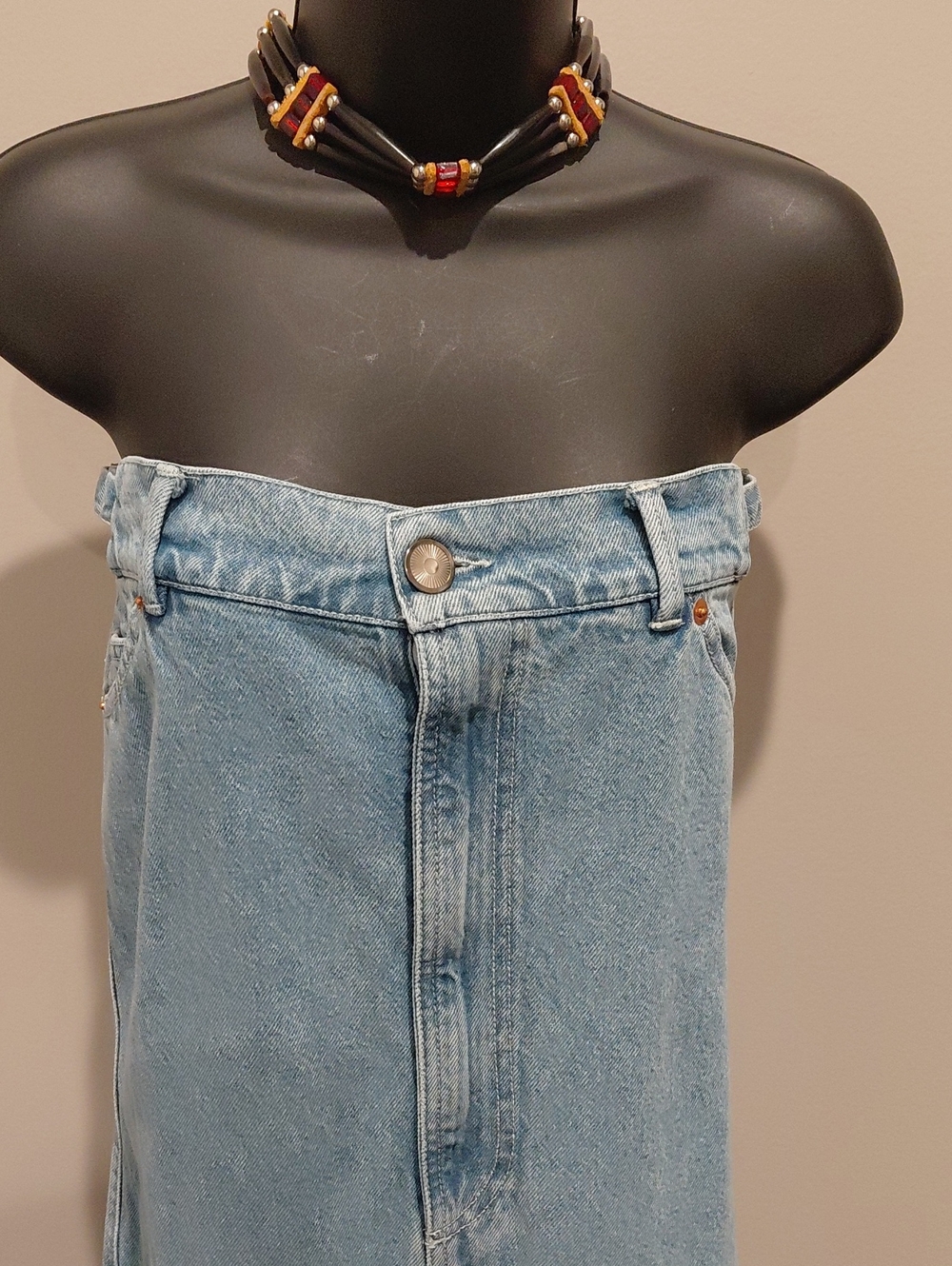 Alohas Strapless Wide-Leg Denim Jumpsuit - Light Blue - Picture 3 of 7